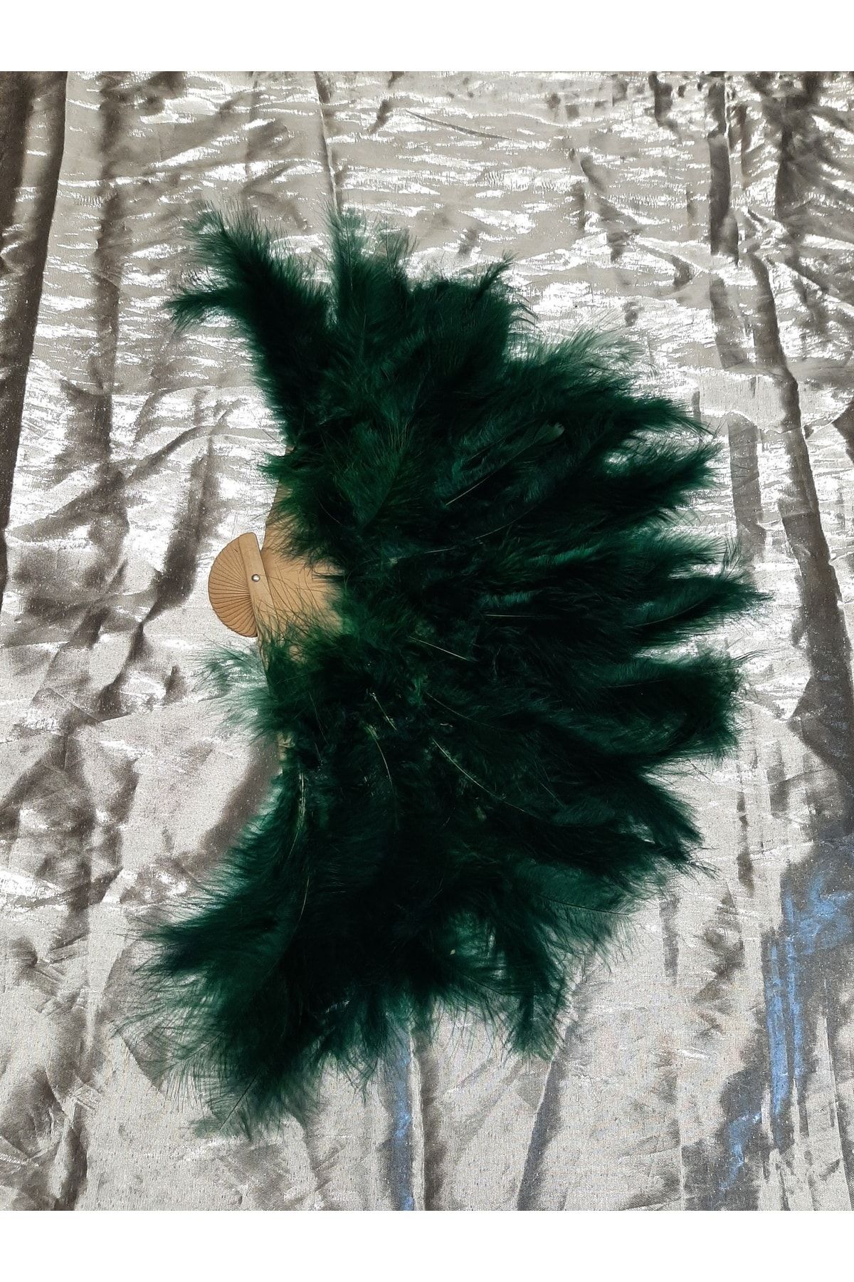 Yeşil Tüylü Ahşap Yelpaze